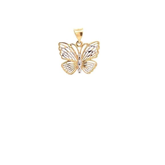 Unbranded Jewelry - 18K Gold Pendant Two Tone White Yellow Gold Butterfly 1.43 grams